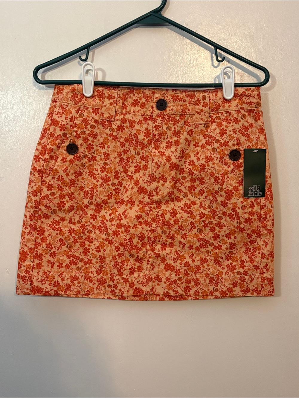 NWT: wild fable Orange and Cream Floral Mini Skirt Size 2